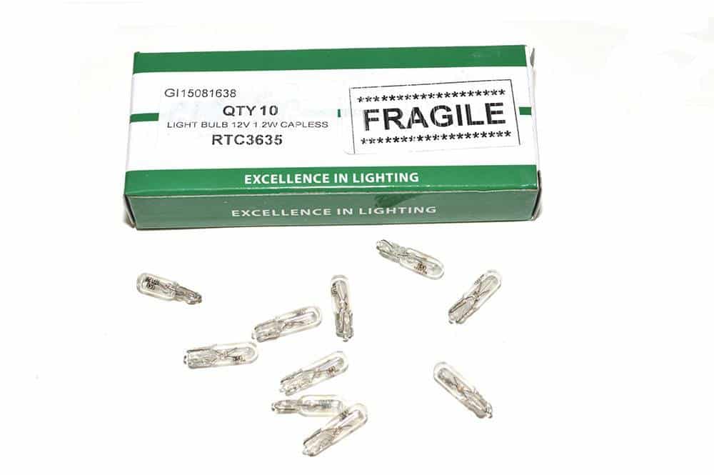 Light Bulb 12V 1.2W Capless - RTC3635 - BRITPART - Vitesse Land Rover ...